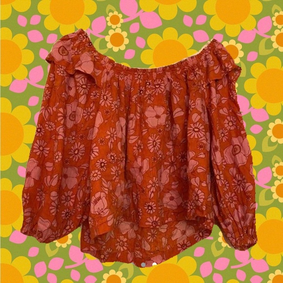 Free People Miss Daisy Printed Top “Heat Wave” XS - Picture 2 of 2